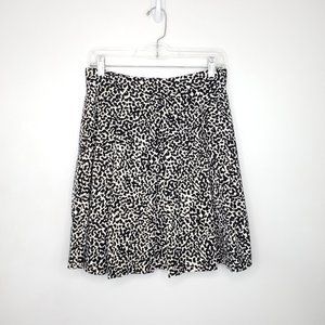 Banana Republic Factory Black White Animal Print Pleated Skirt Size 4